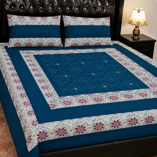 Embroidered patchwork bedsheet set