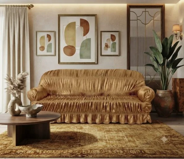 Elegant golden sofa cover